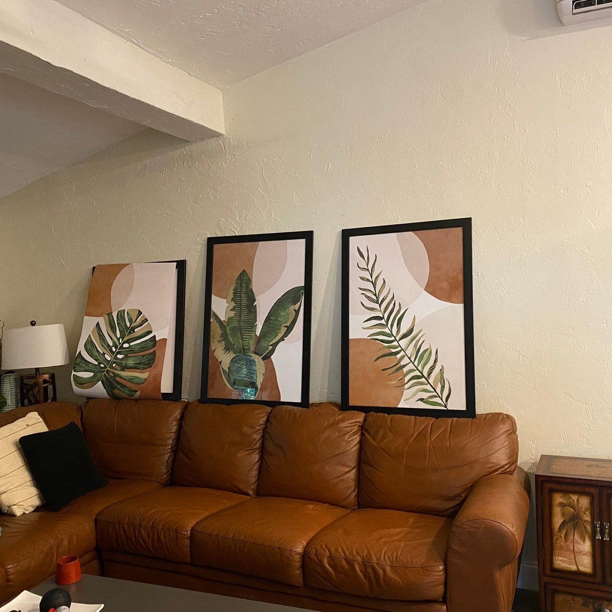 Boho Botanical Leaf Triptych Digital Art Set