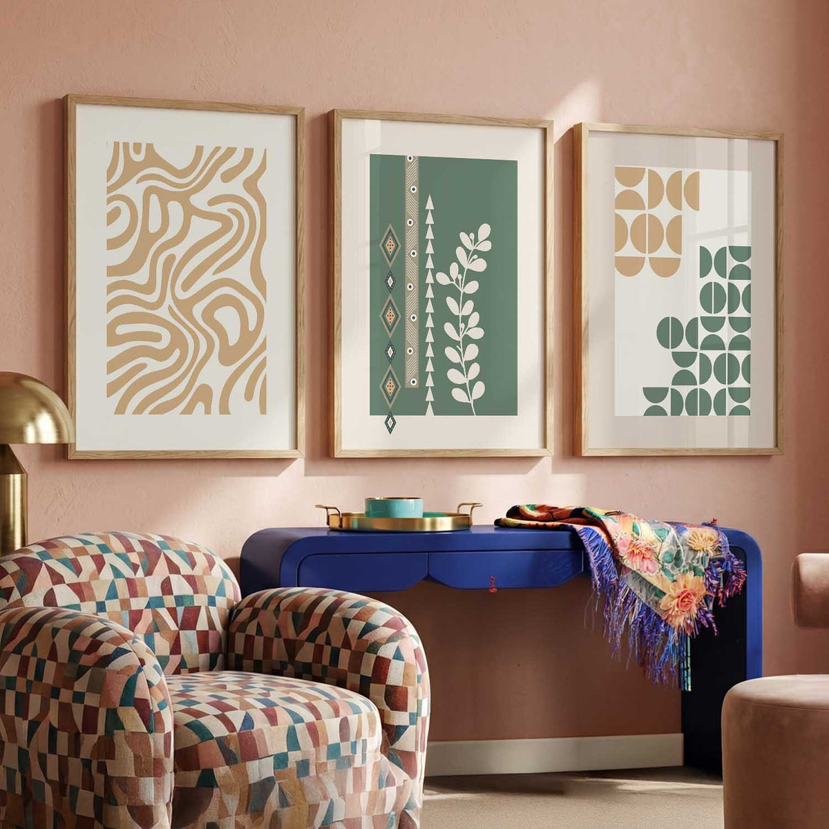 Boho Botanical Triptych Digital Art Set