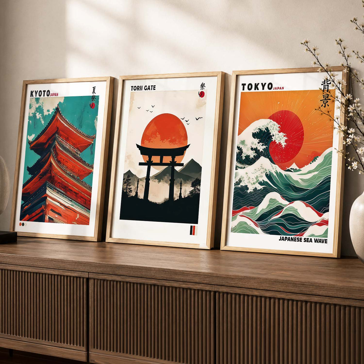 Japanese Travel Poster Trio Digital Art Collection