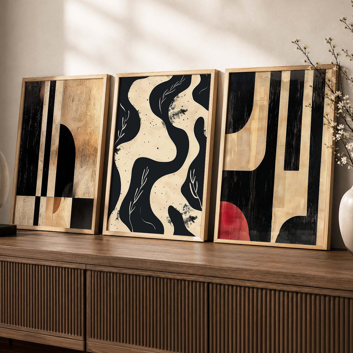 Modern Abstract Waves Triptych