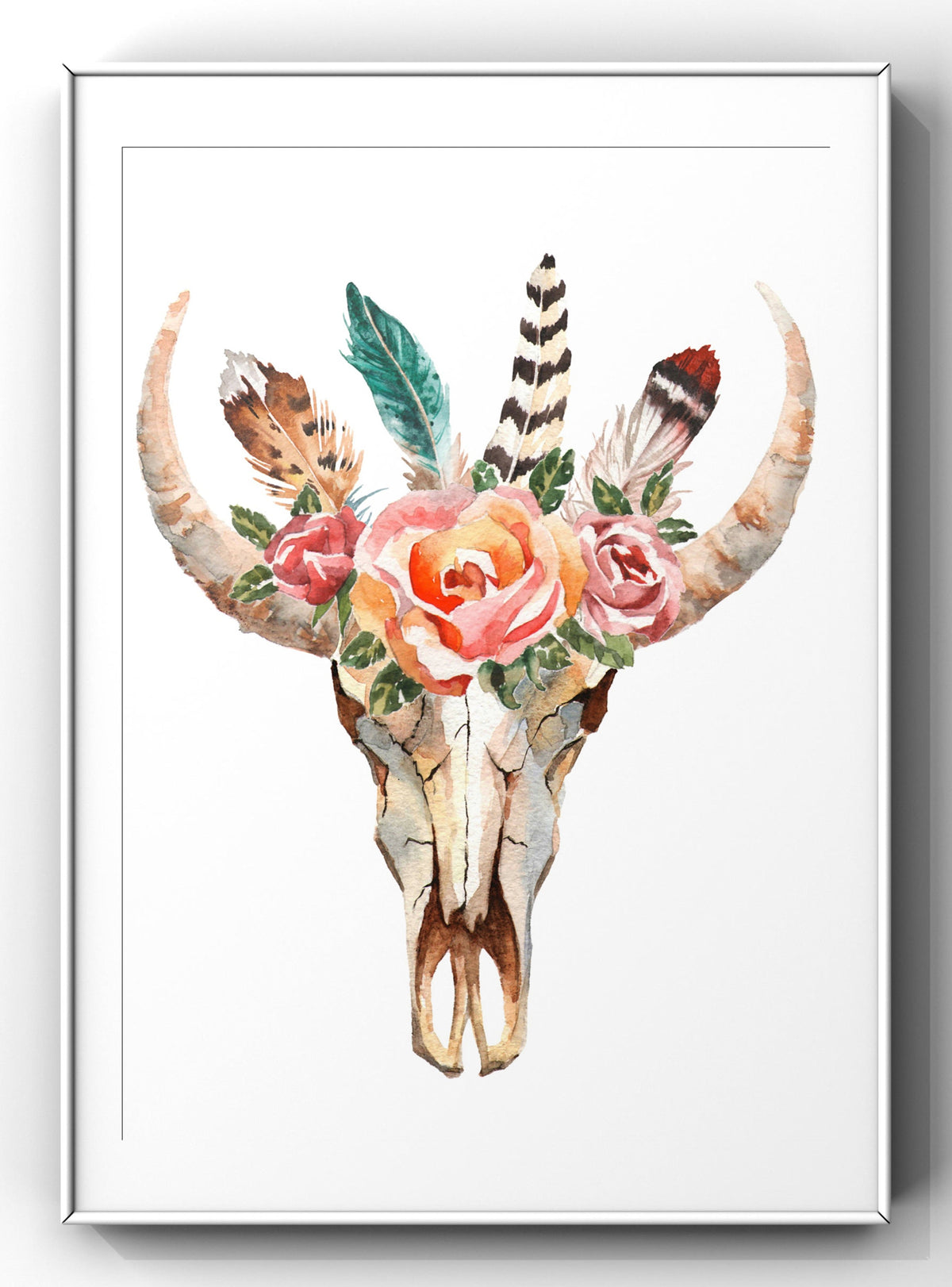 Boho Bull Skull Digital Art