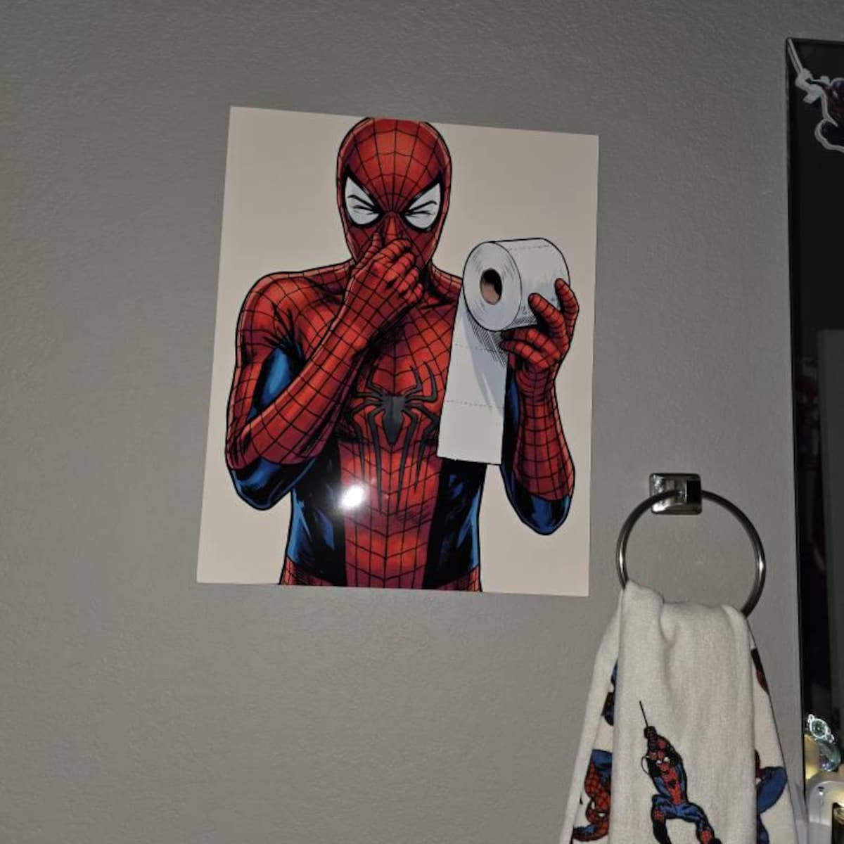 Funny Spider-Man Bathroom Toilet Paper Digital Artwork