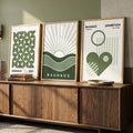 Bauhaus Green Triptych Digital Art Collection