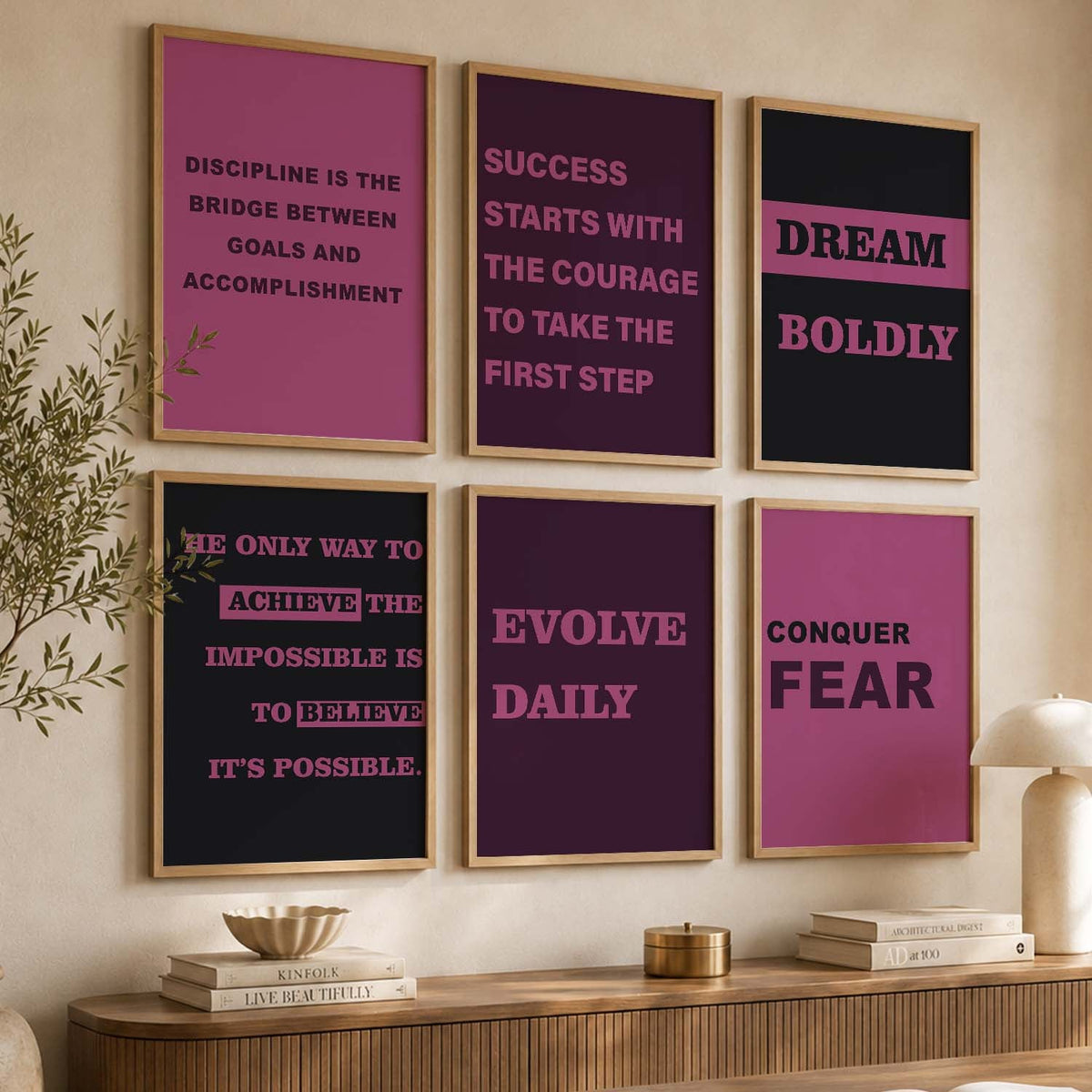 Motivational Quotes Digital Art Gallery Wall Set