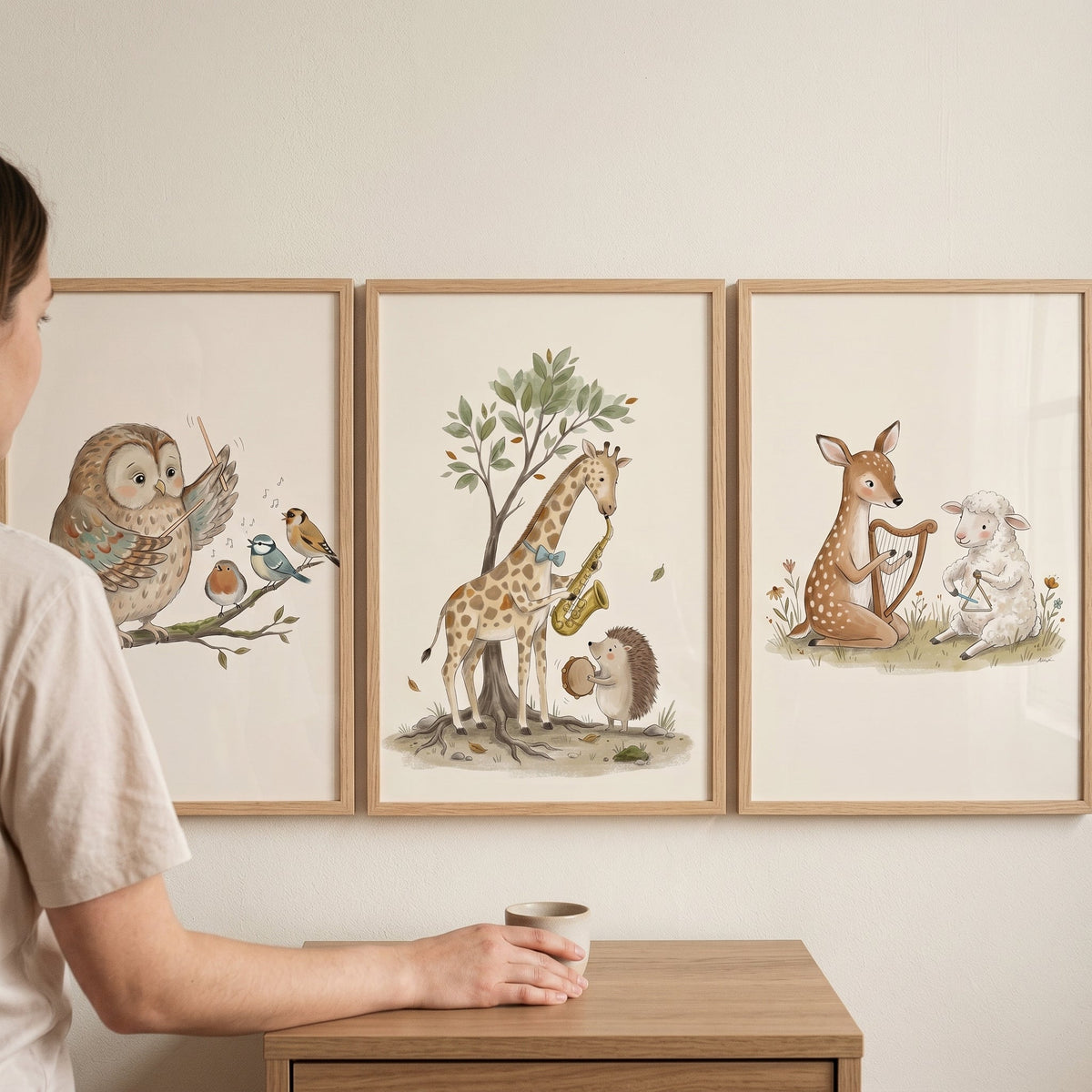 Whimsical Woodland Animal Musicians Digital Art Trio