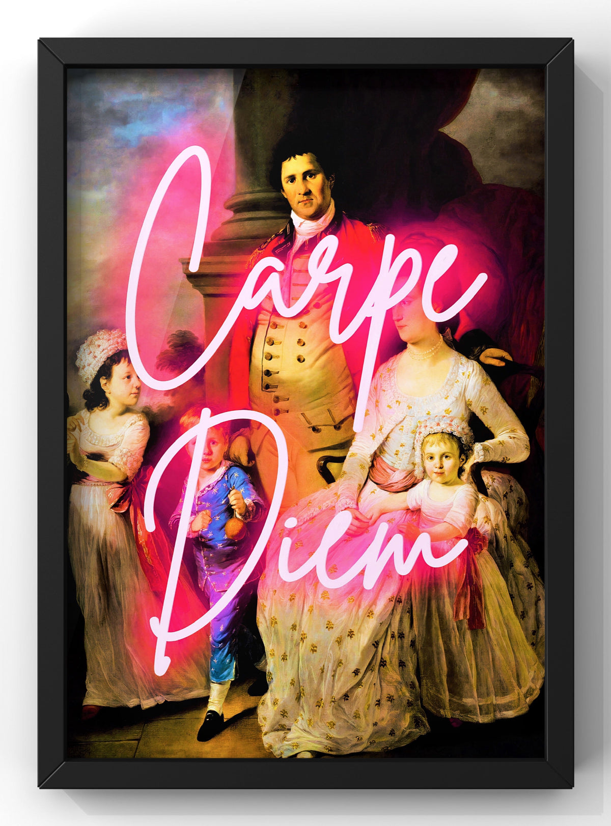 Carpe Diem Classical Family Neon Portrait Digital Art