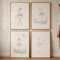 Watercolor Ballerina Girls Set of Four Digital Art