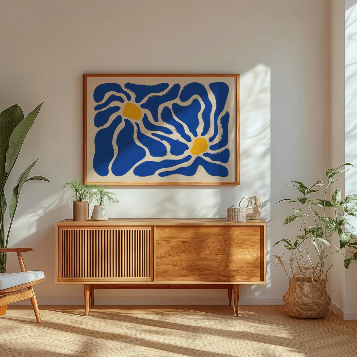 Abstract Blue Florals Digital Art