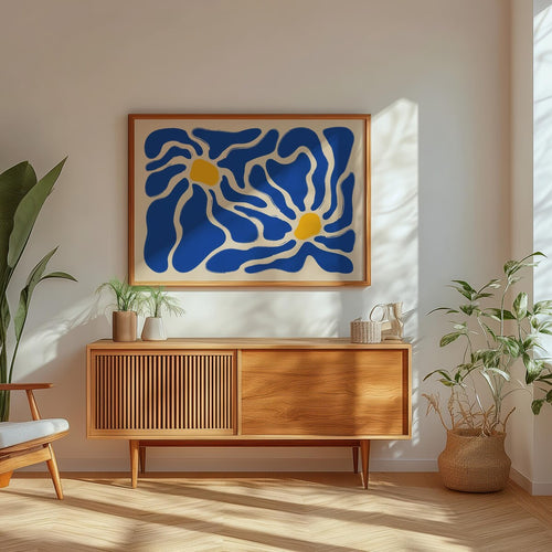 Abstract Blue Florals Digital Art