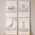Safari Animals Watercolor Digital Wall Art Set of 4