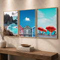 Coastal Summer Triptych Digital Art