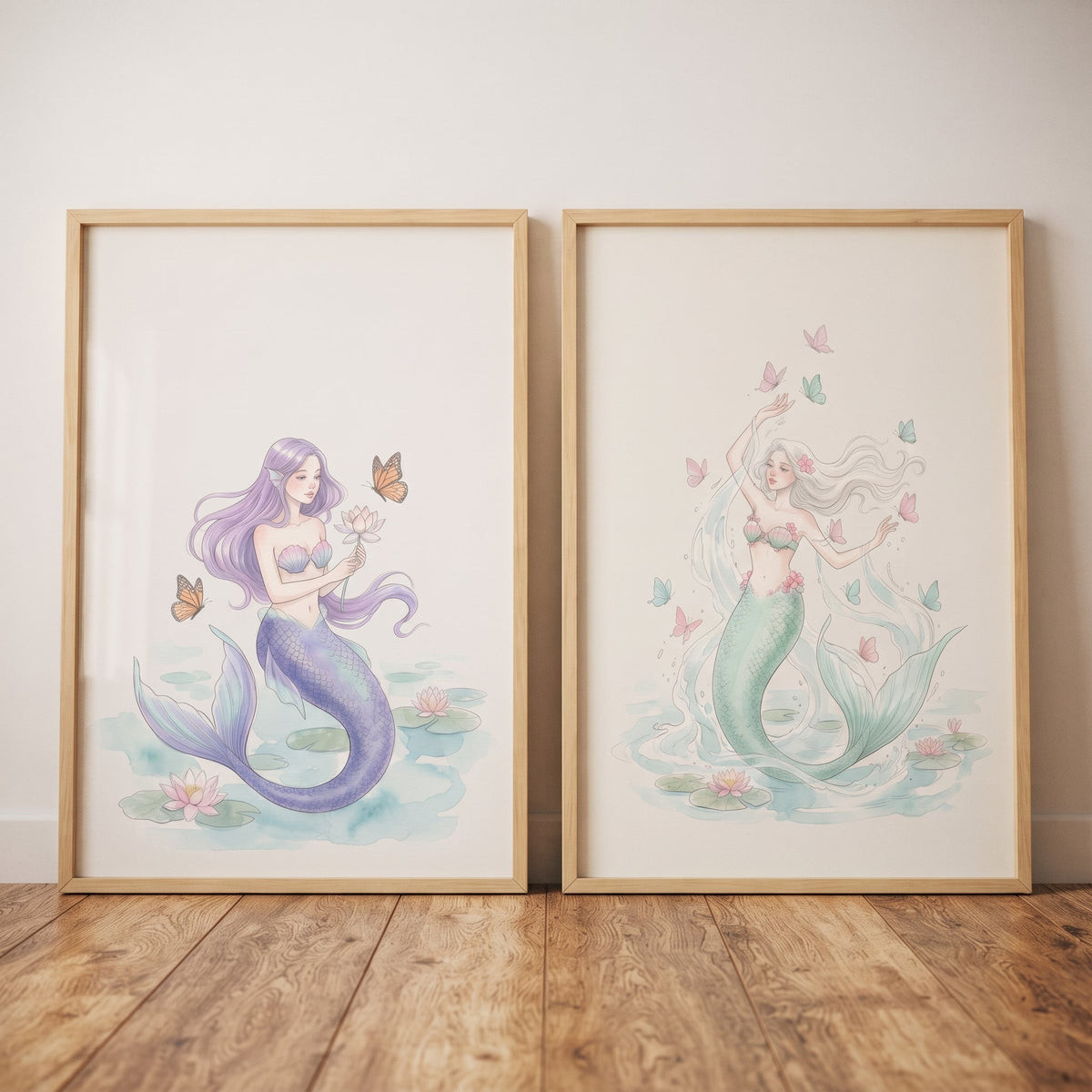 Magical Mermaids Watercolor Digital Art Set