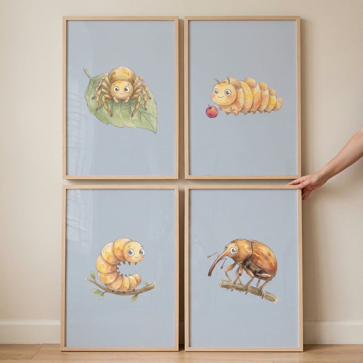Cute Watercolor Bugs Digital Art Set
