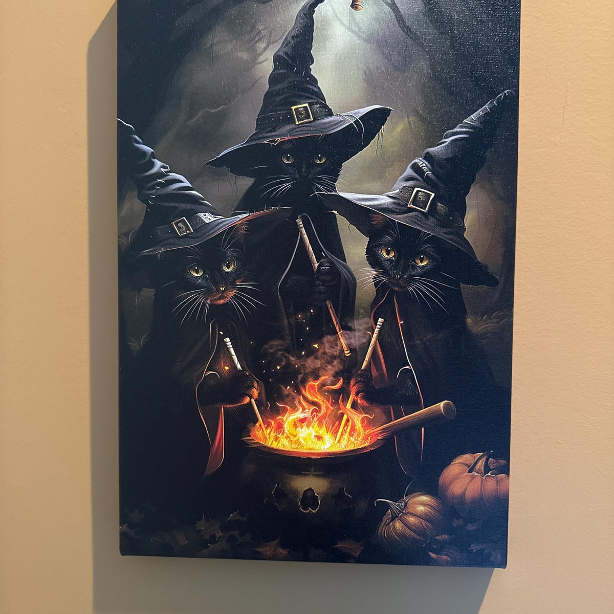 Three Witches Black Cat Cauldron Digital Artwork