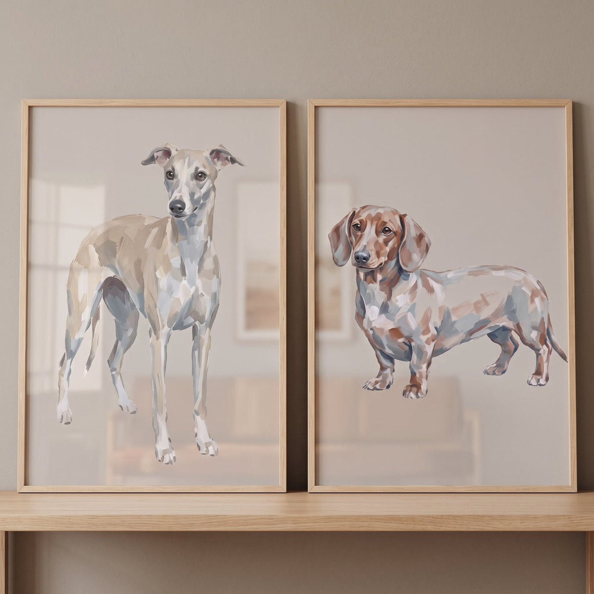 Elegant Dog Duo Digital Art Set