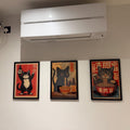 Vintage Japanese Cat Ramen Tryptich Digital Art Set