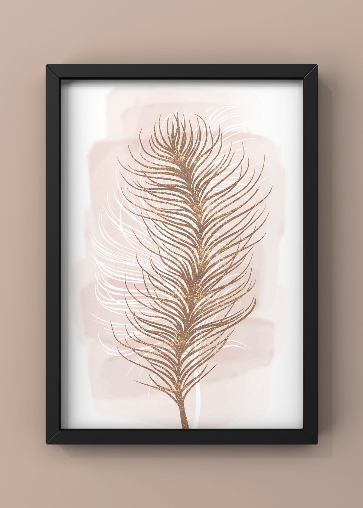 Golden Feather Watercolor Digital Art
