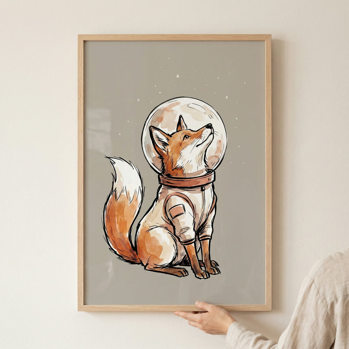 Cosmic Fox Space Explorer Digital Wall Art