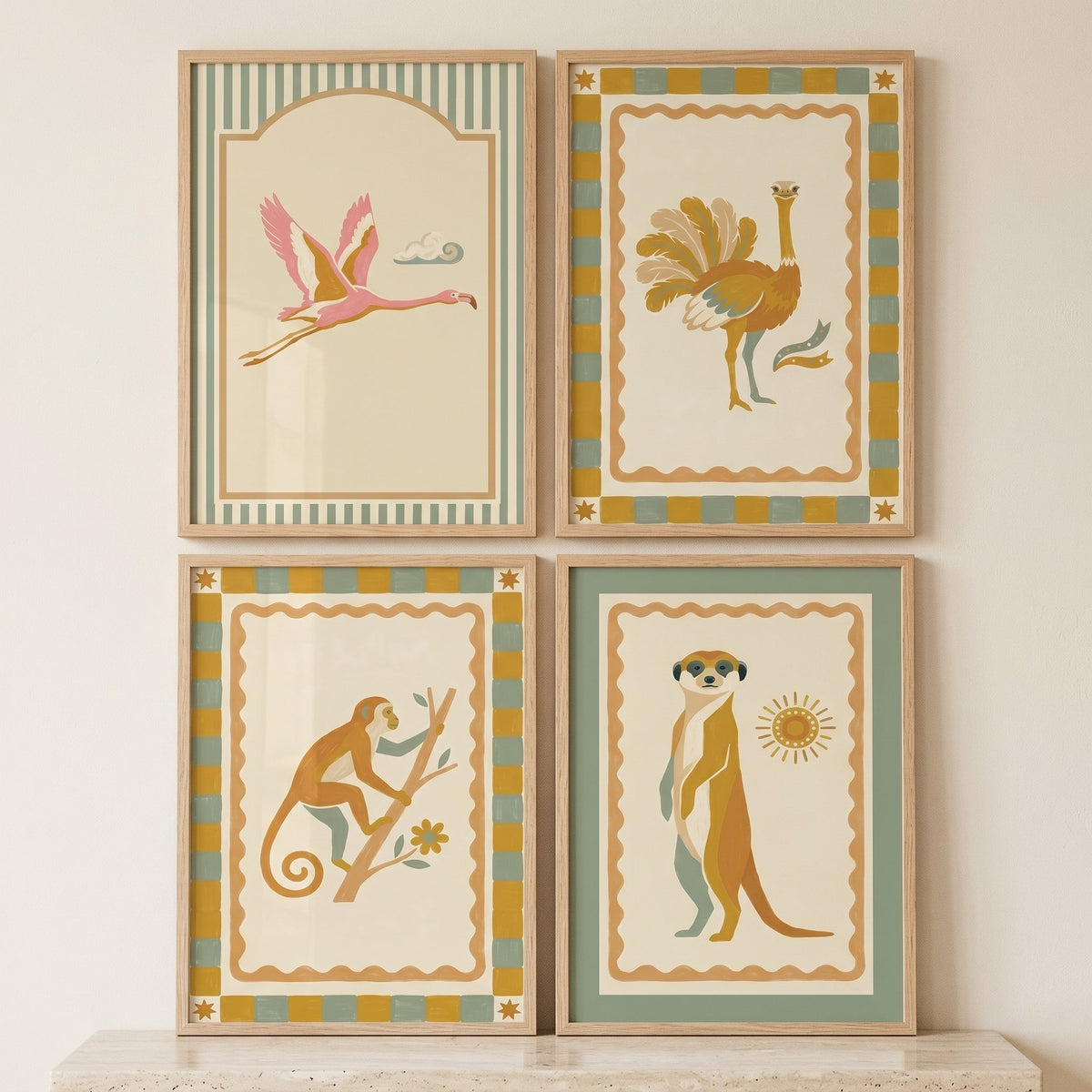 Vintage Safari Animals Digital Gallery Wall Set