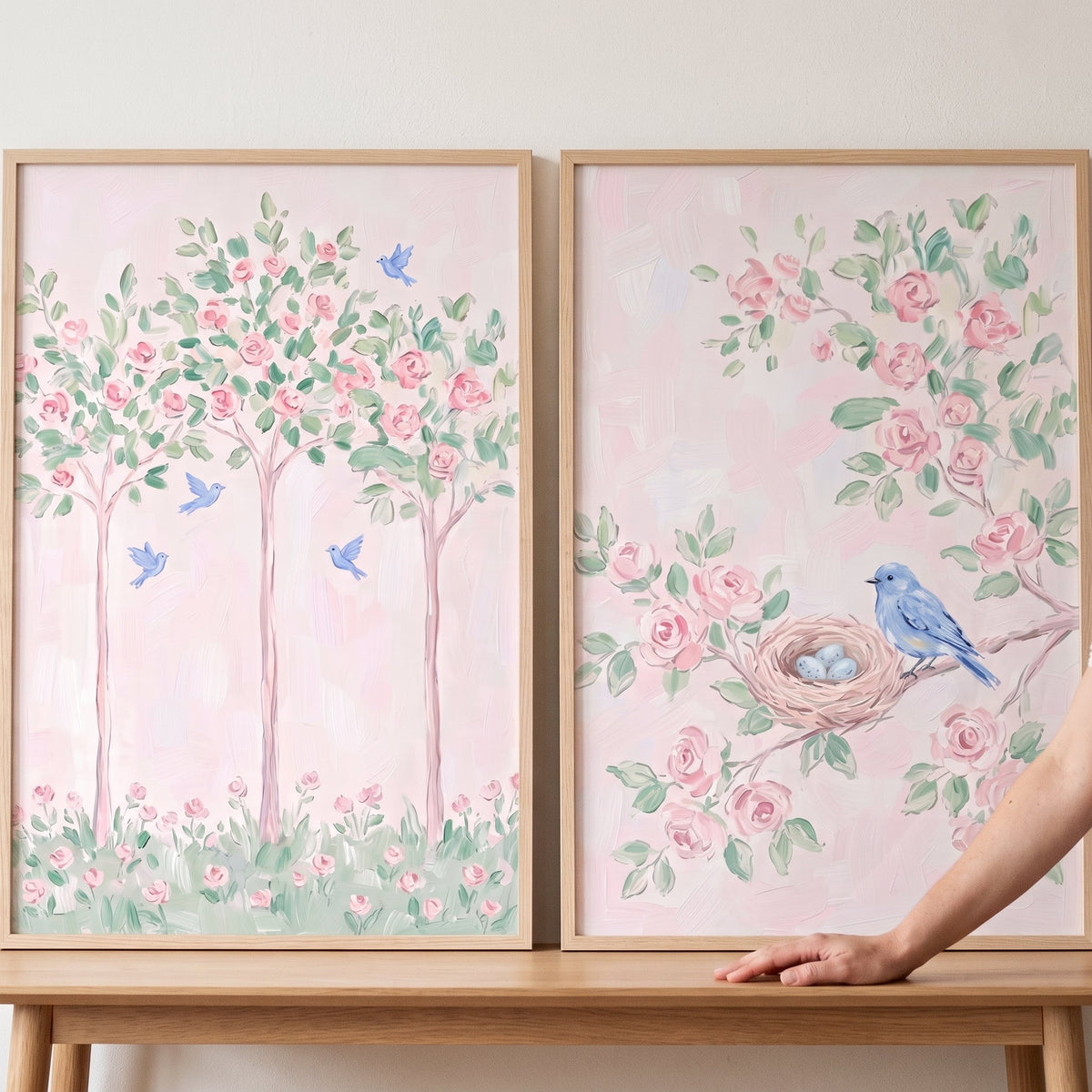 Spring Blossom Birds Digital Art Print