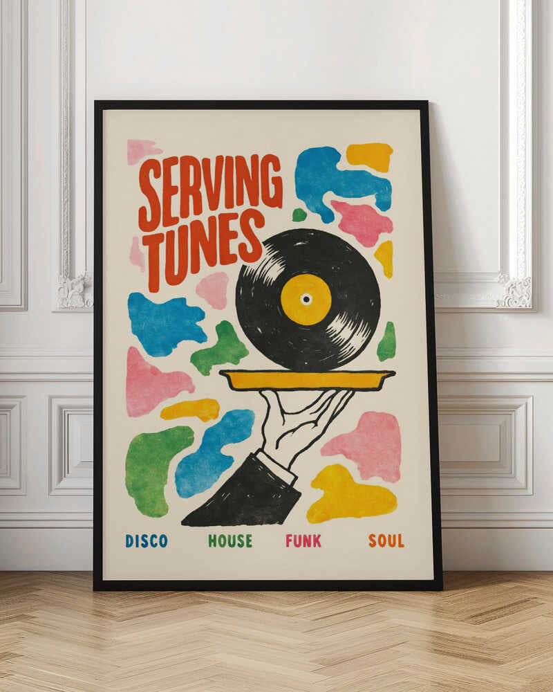 Serving Tunes Retro Vinyl Music Digital Wall Art