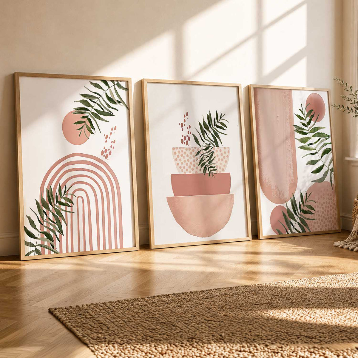 Boho Botanical Triptych Digital Art Set