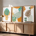 Boho Botanical Minimalist Triptych Digital Artwork