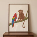 Jungle Friends Monkey and Parrot Digital Art