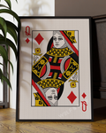 Queen of Diamonds Vintage Playing Card Digital Art