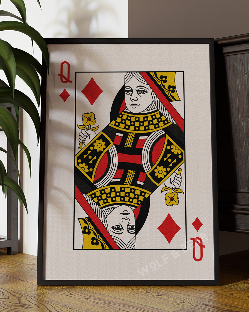 Queen of Diamonds Vintage Playing Card Digital Art