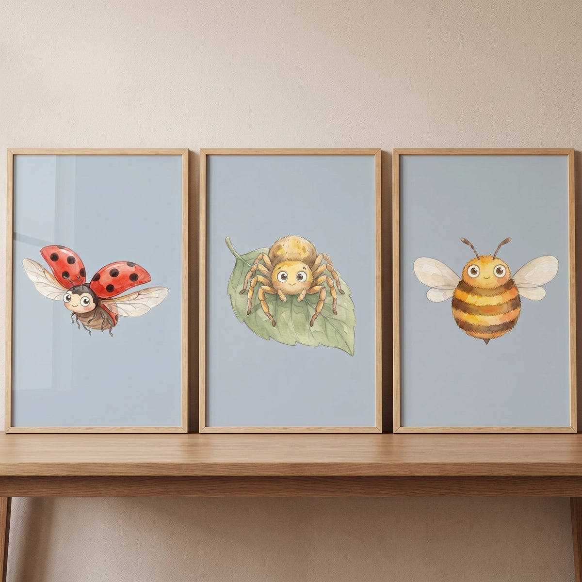 Cute Watercolor Garden Bugs Digital Art Set