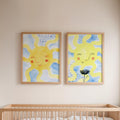 Hello Sun Watercolor Digital Art Set of Two
