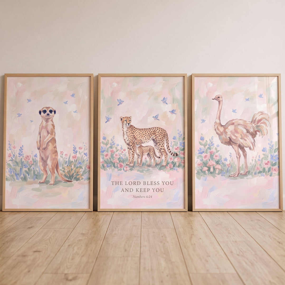 Safari Animal Blessing Triptych Digital Print