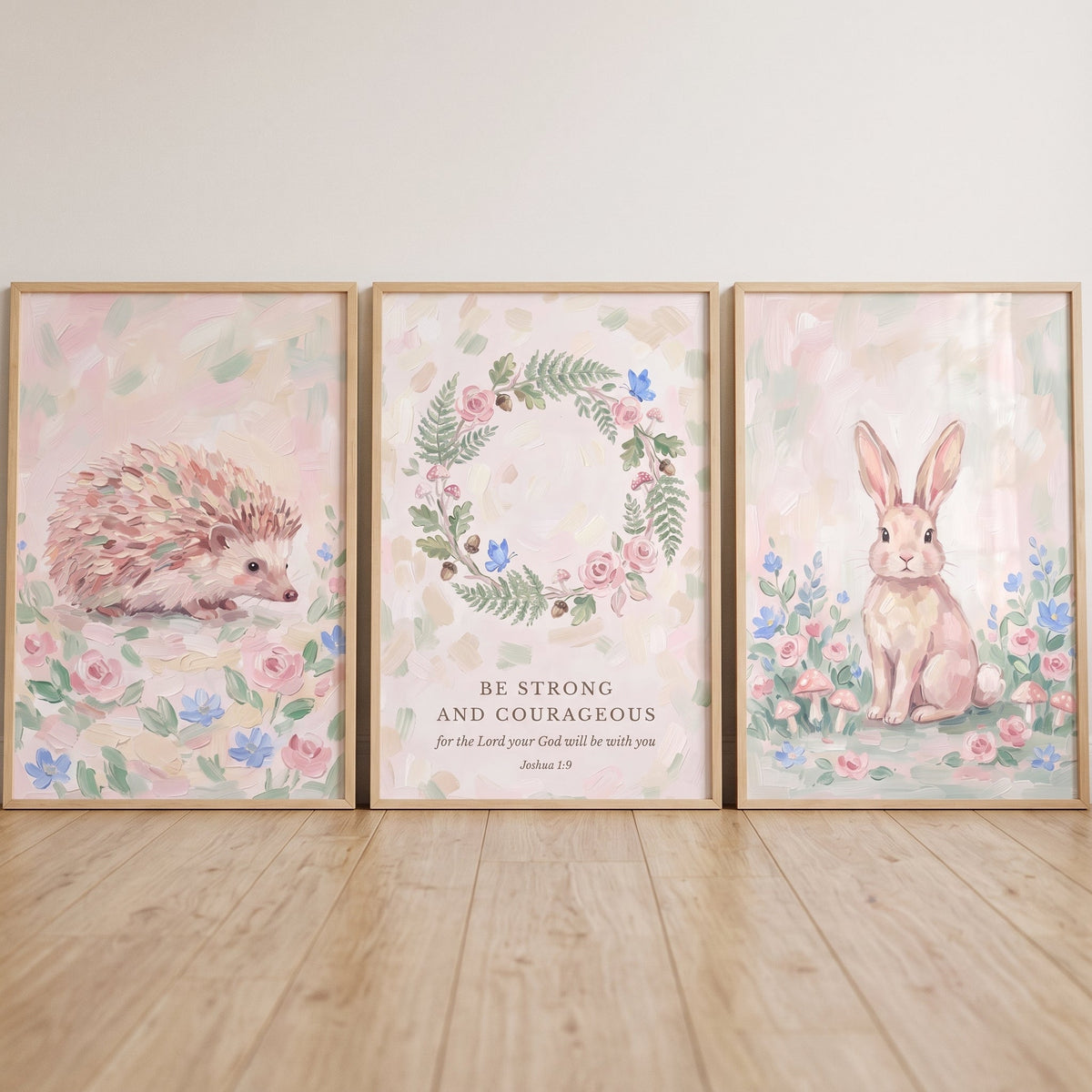 Be Strong And Courageous Woodland Nursery Trio Digital Art
