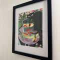 Curious Black Cat and Goldfish Digital Art Print