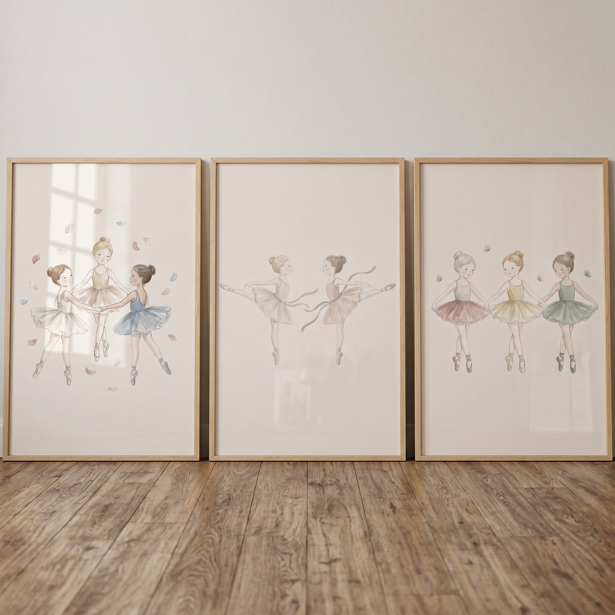 Watercolor Ballerina Trio Digital Art Set