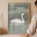 Graceful Swan Family Digital Art Print