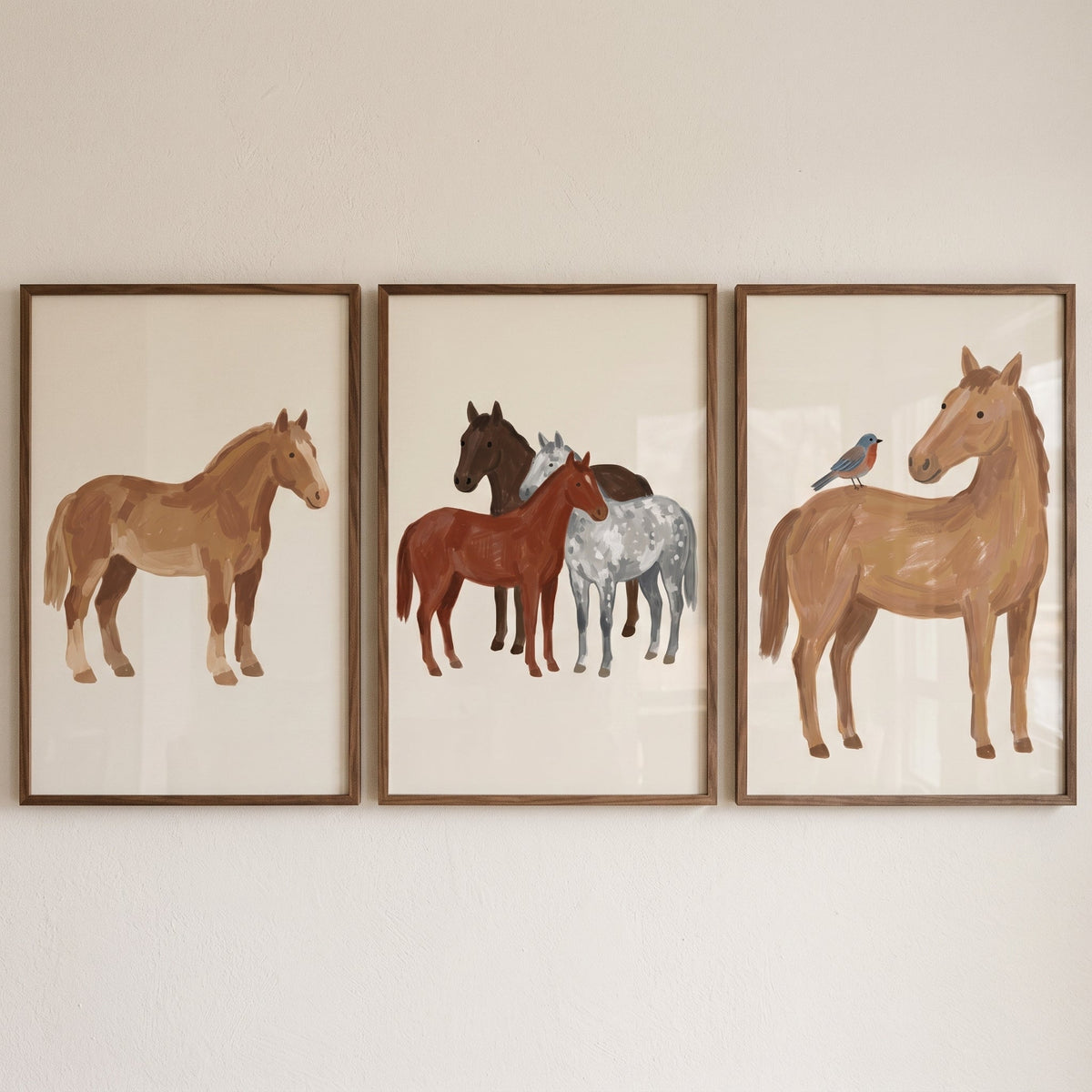 Charming Equestrian Trio High-Resolution Digital Art