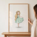 Little Girl in Mint Green Dress Digital Artwork