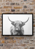 Highland Cow Monochrome Digital Download