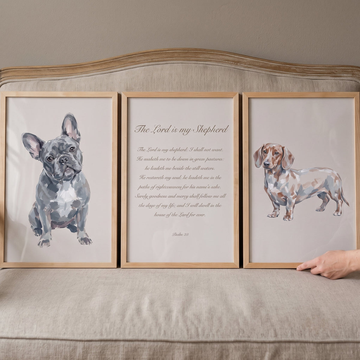 Psalm 23 Dog Trio Digital Wall Art