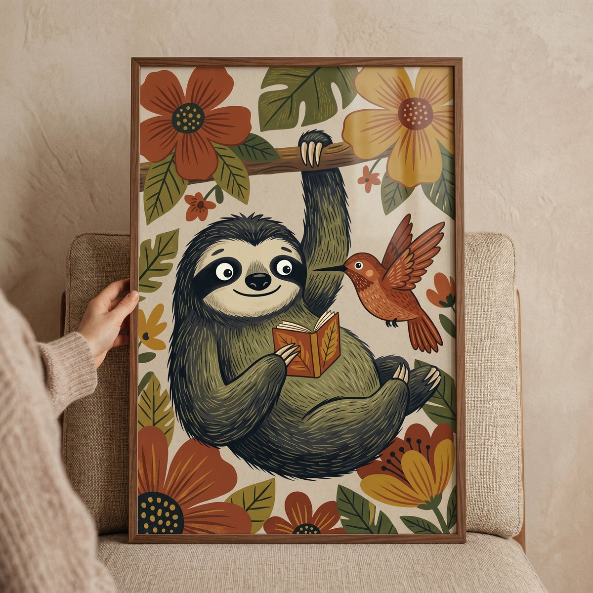 Sloth Reading a Book Digital Art