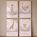 Charming Safari Animals Watercolor Digital Art Set of 4