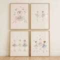 Watercolor Ballerina Friends Digital Wall Art Set
