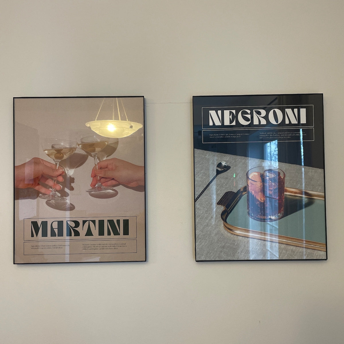 Martini and Negroni Cocktail Poster Set Digital Download