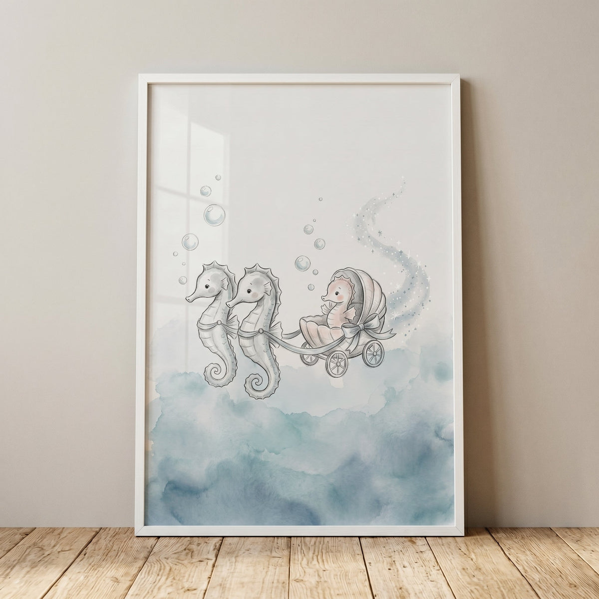 Magical Seahorse Carriage Nursery Digital Art