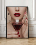 Red Lips & Martini Glass Digital Art