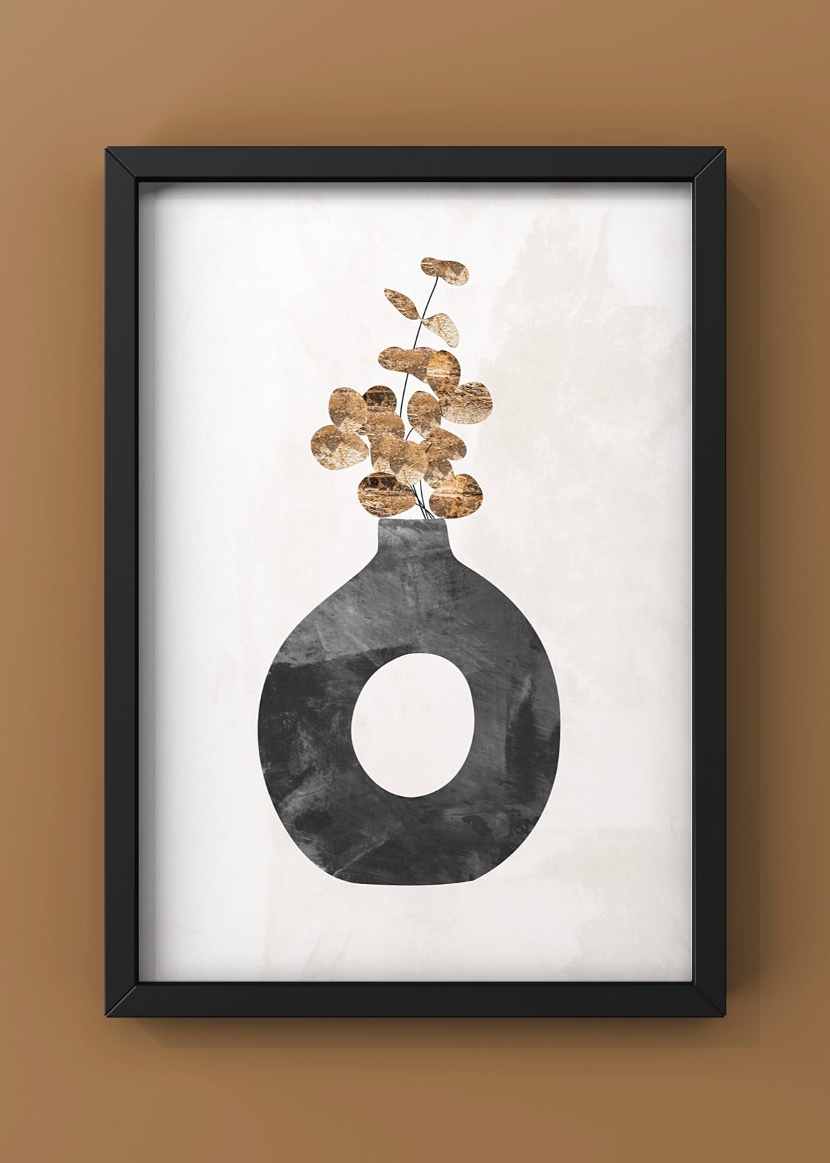 Golden Foliage in Dark Vase Digital Art