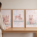 Watercolor Woodland Nursery Animal Trio Digital Print Set