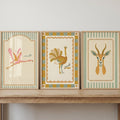 Vintage Safari Wildlife Trio Digital Art Prints